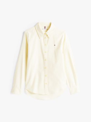 chemise oxford décontractée jaune pour femmes tommy hilfiger