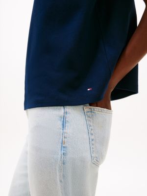 t-shirt décontracté à manches courtes bleu pour femmes tommy hilfiger