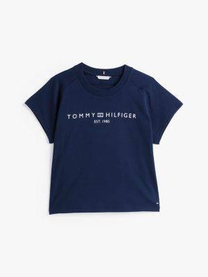t-shirt décontracté à manches courtes bleu pour femmes tommy hilfiger