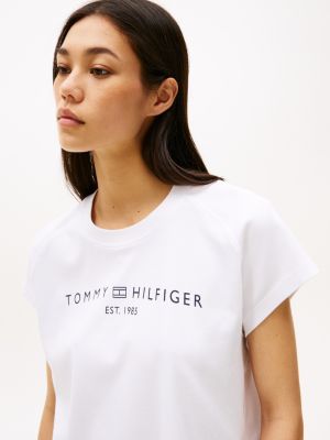 white relaxed cap sleeve t-shirt for women tommy hilfiger