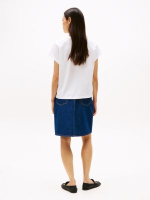 white relaxed cap sleeve t-shirt for women tommy hilfiger