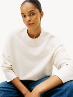 Logo Embroidery Relaxed Fit Sweatshirt — Beige 2