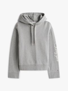 Logo Embroidery Drawstring Hoody — Grey 5