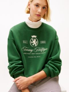 TH Crest Embroidery Relaxed Sweatshirt — Green 2