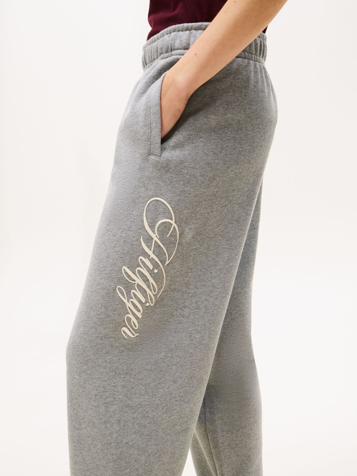 Logo Embroidery Cuffed Joggers — Grey