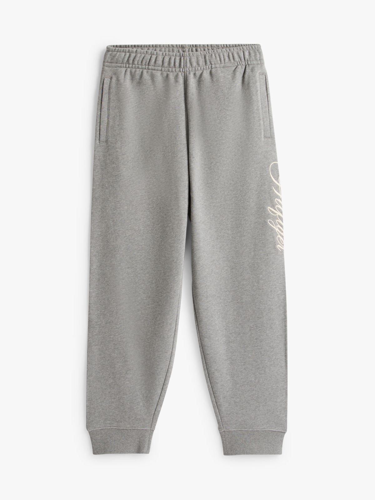 Logo Embroidery Cuffed Joggers — Grey