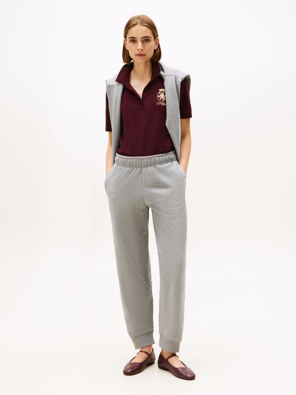 Logo Embroidery Cuffed Joggers — Grey
