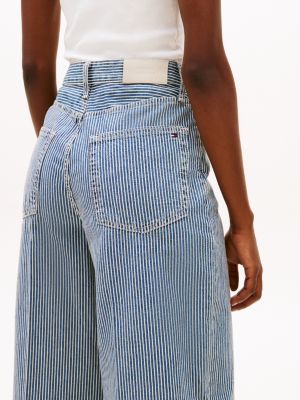 blue stripe high rise wide leg jeans for women tommy hilfiger