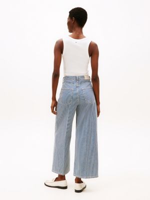 blue stripe high rise wide leg jeans for women tommy hilfiger