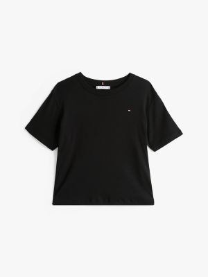 camiseta de corte amplio con logo negro de mujeres tommy hilfiger