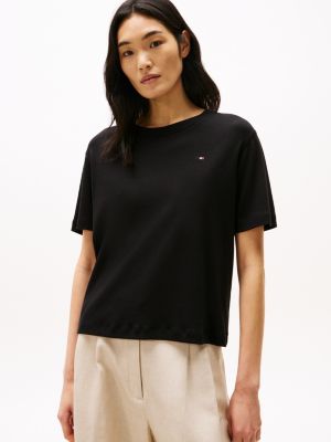 t-shirt décontracté à logo black pour femmes tommy hilfiger