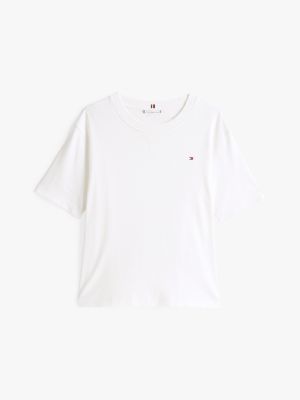 camiseta de corte amplio con logo blanco de mujeres tommy hilfiger