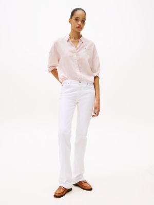 roze relaxed fit blouse van puur linnen voor dames - tommy hilfiger