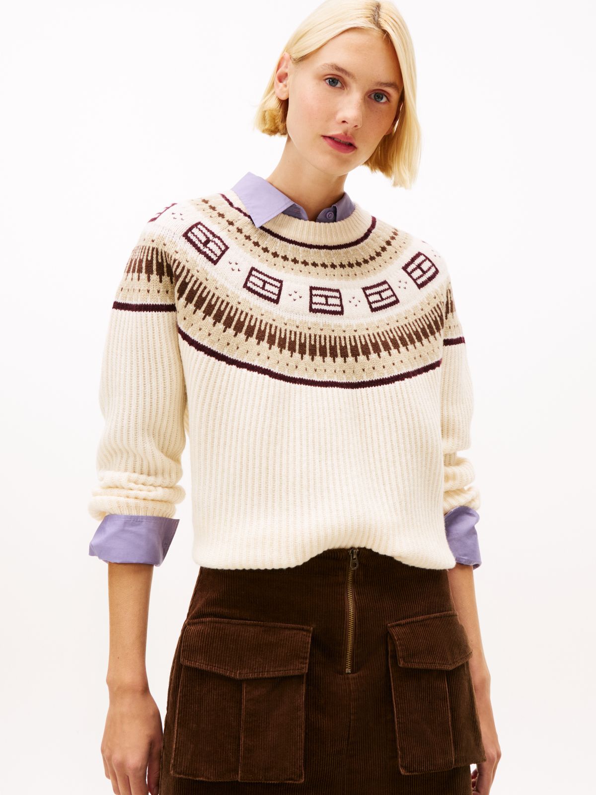 Fair Isle Relaxed Soft Wool Jumper — Beige