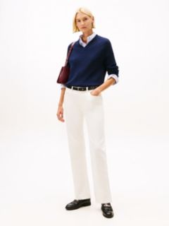 Cable Knit V-Neck Jumper With Cashmere — Blue 3