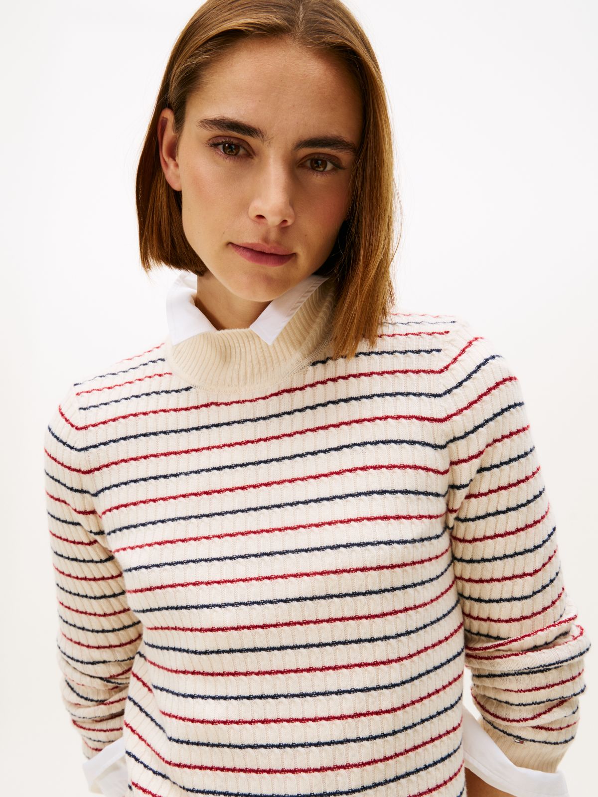 Cable Knit Midi Jumper Dress With Cashmere — Beige