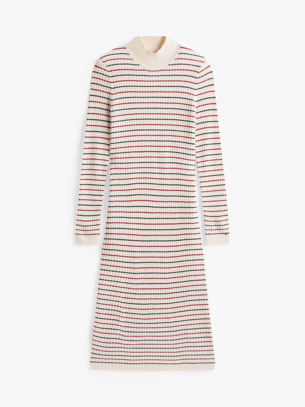 Cable Knit Midi Jumper Dress With Cashmere — Beige