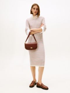 Cable Knit Midi Jumper Dress With Cashmere — Beige 1