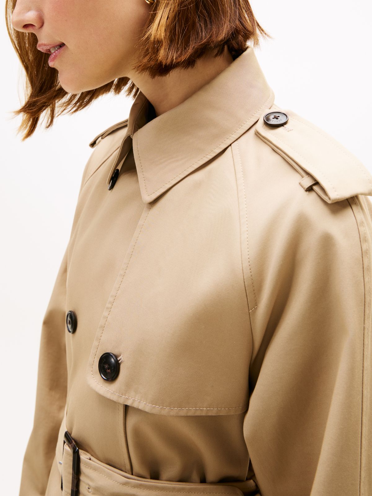 Double Breasted Belted Trench Coat — Beige