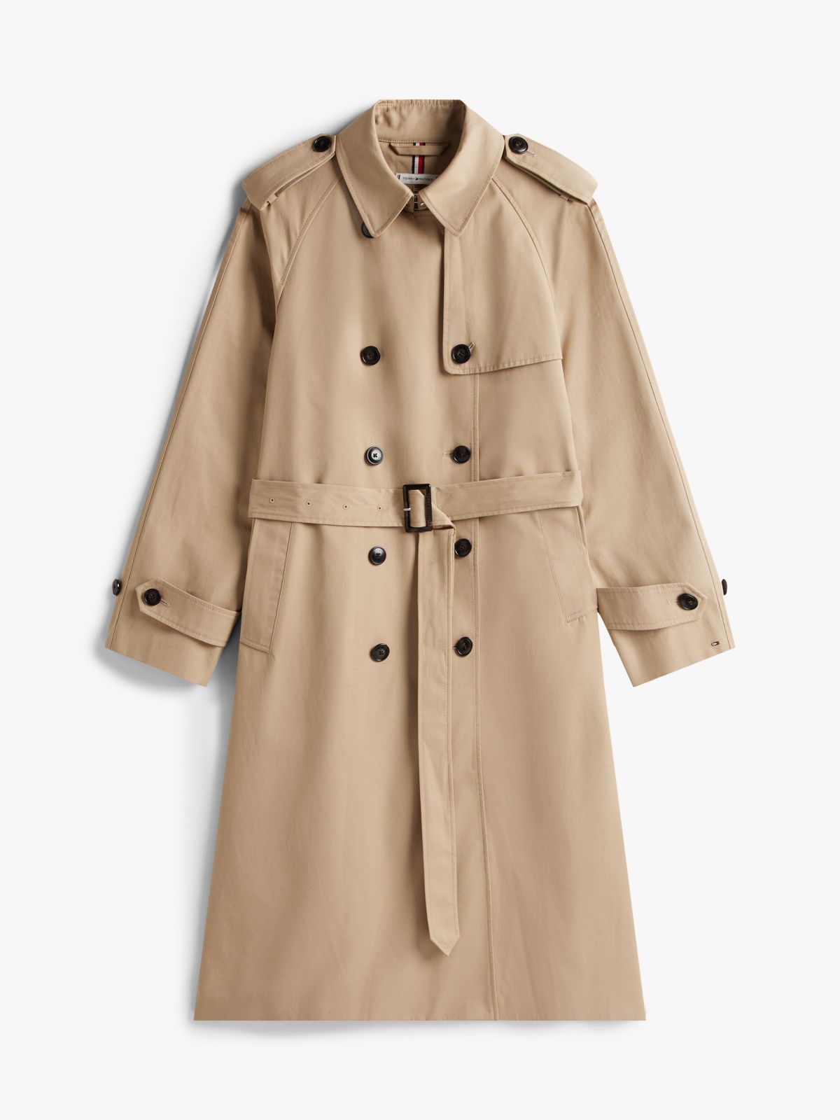 Double Breasted Belted Trench Coat — Beige