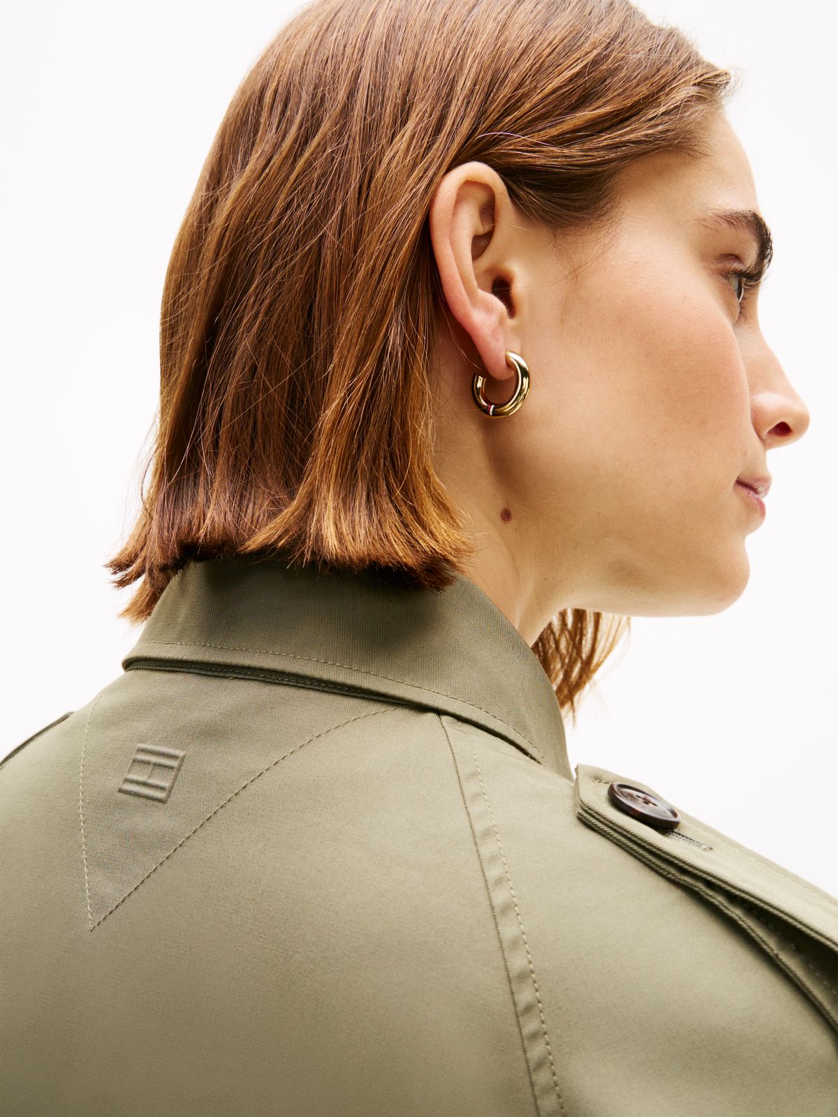 Double Breasted Belted Trench Coat — Green
