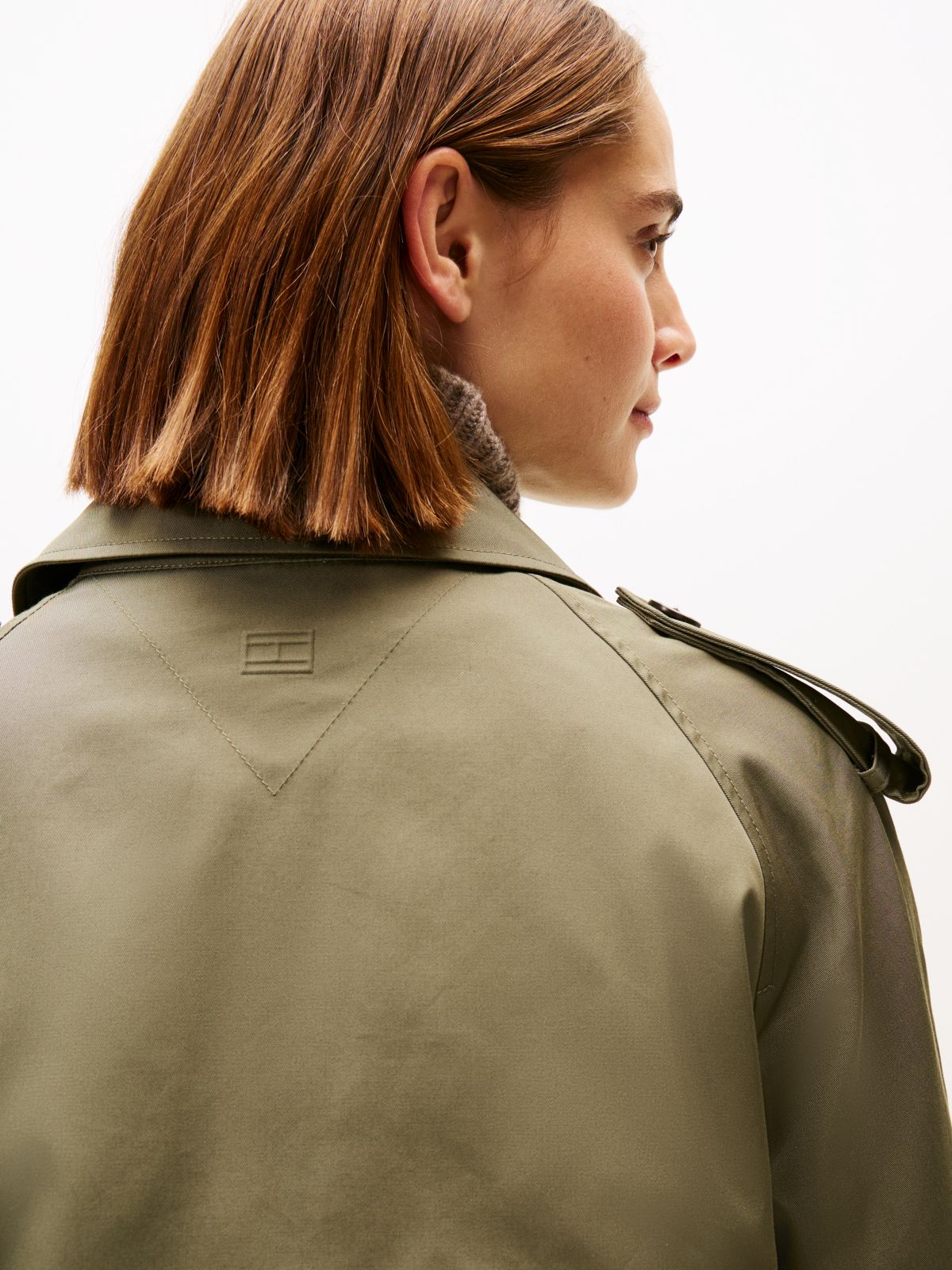 Double Breasted Belted Trench Coat — Green
