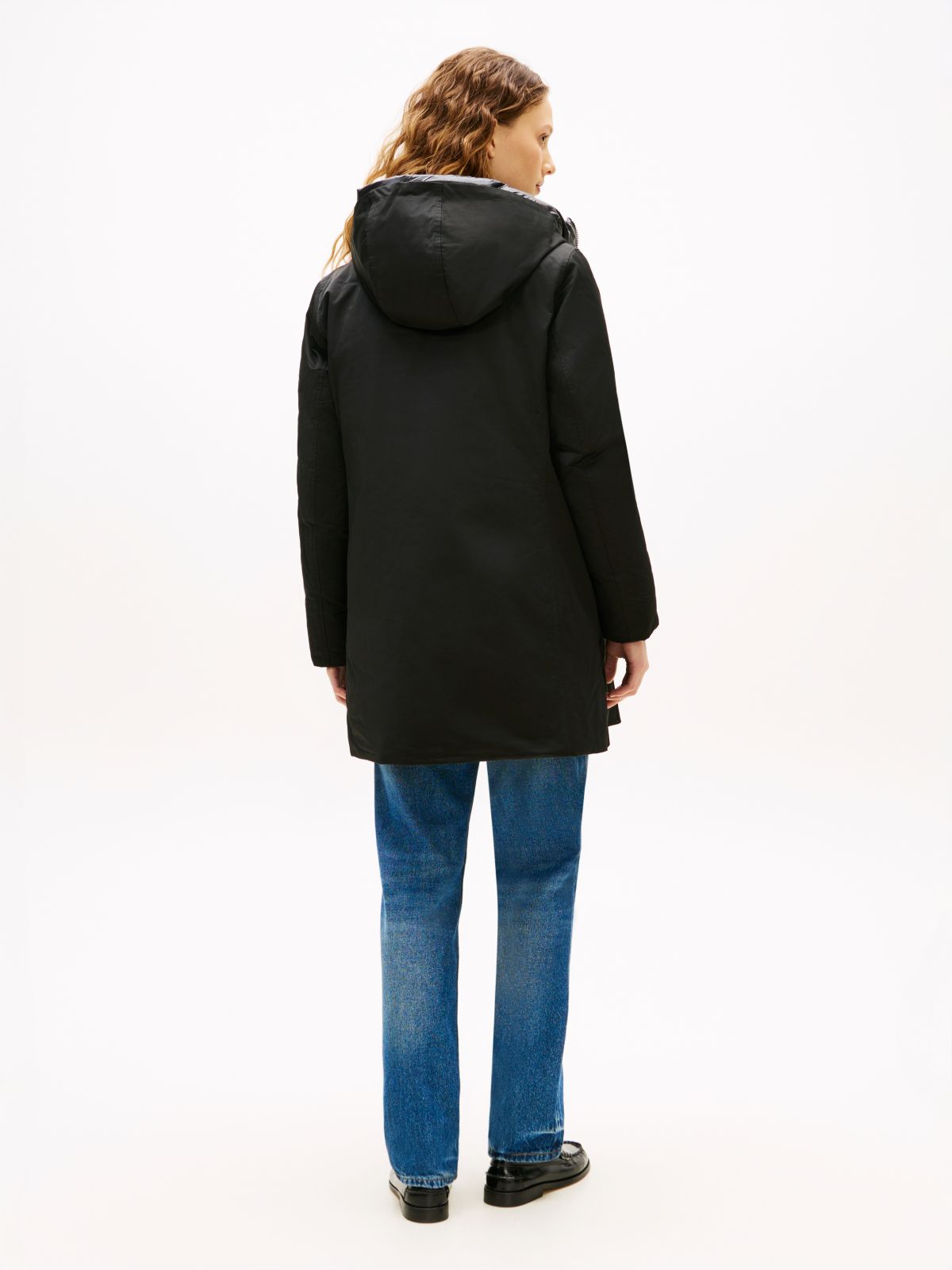 Contrast Hood Padded Parka — Black