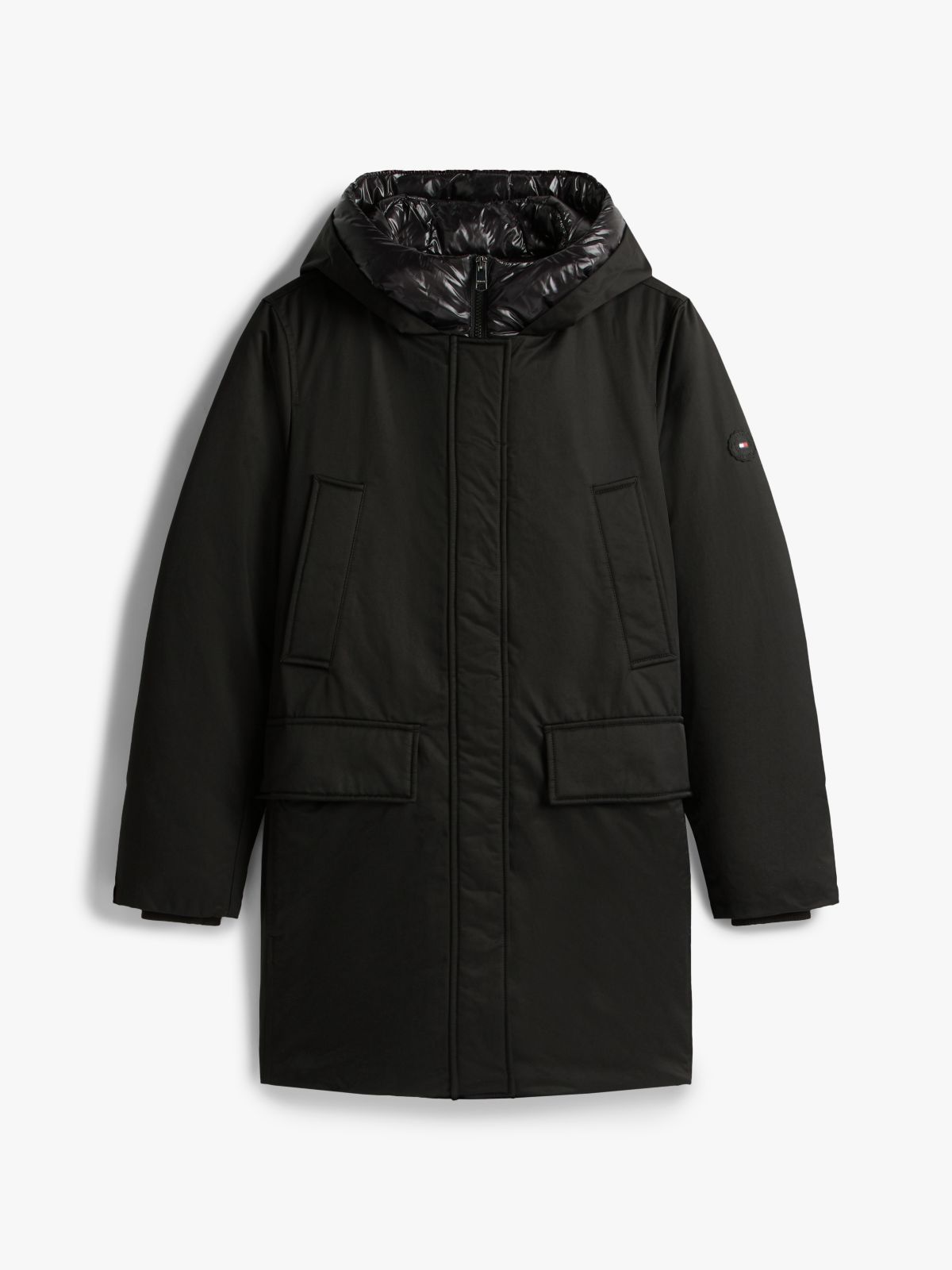 Contrast Hood Padded Parka — Black