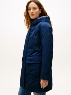 Contrast Hood Padded Parka — Blue 3