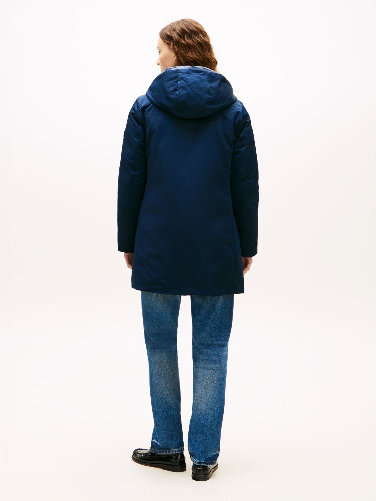 Contrast Hood Padded Parka — Blue