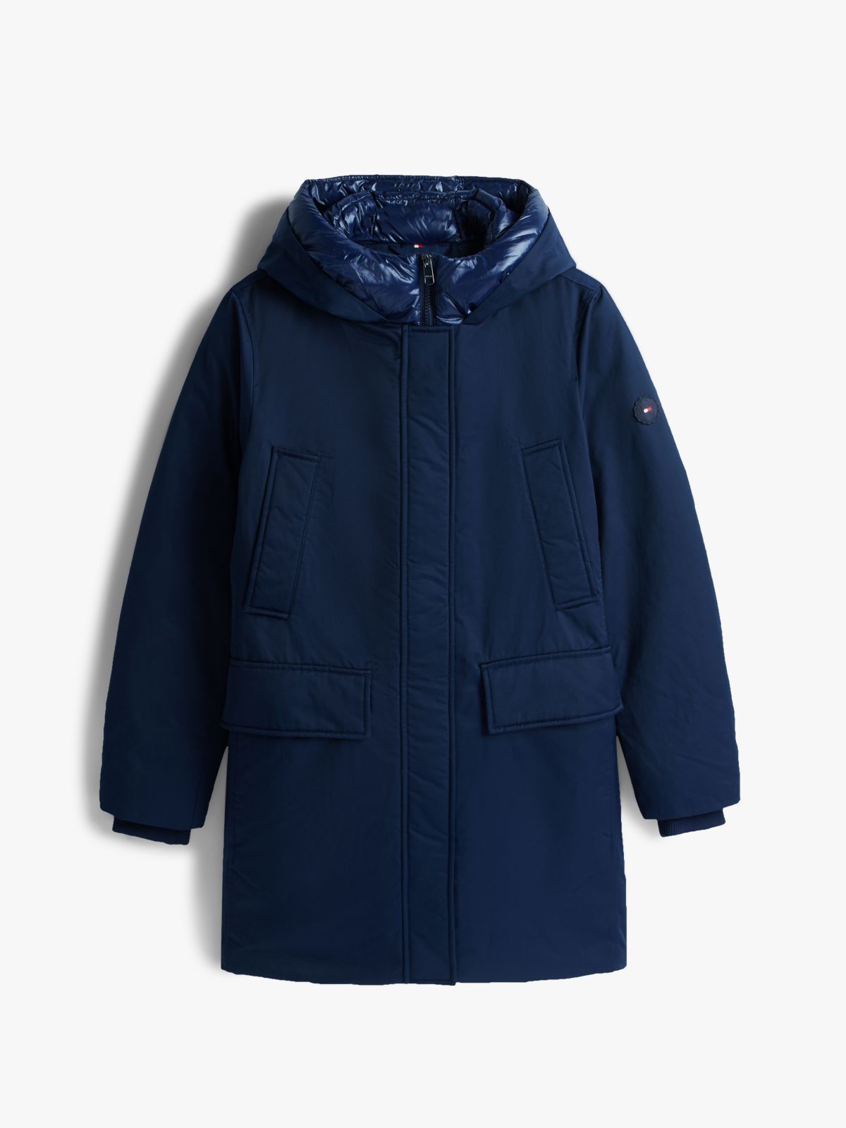 Contrast Hood Padded Parka — Blue