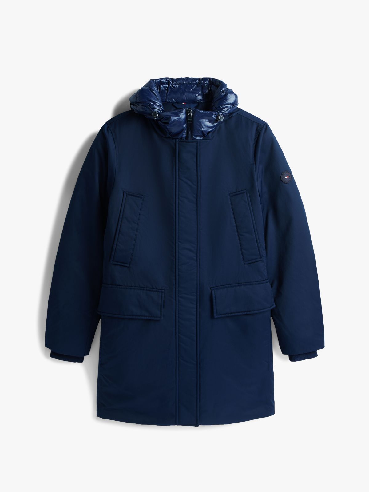 Contrast Hood Padded Parka — Blue