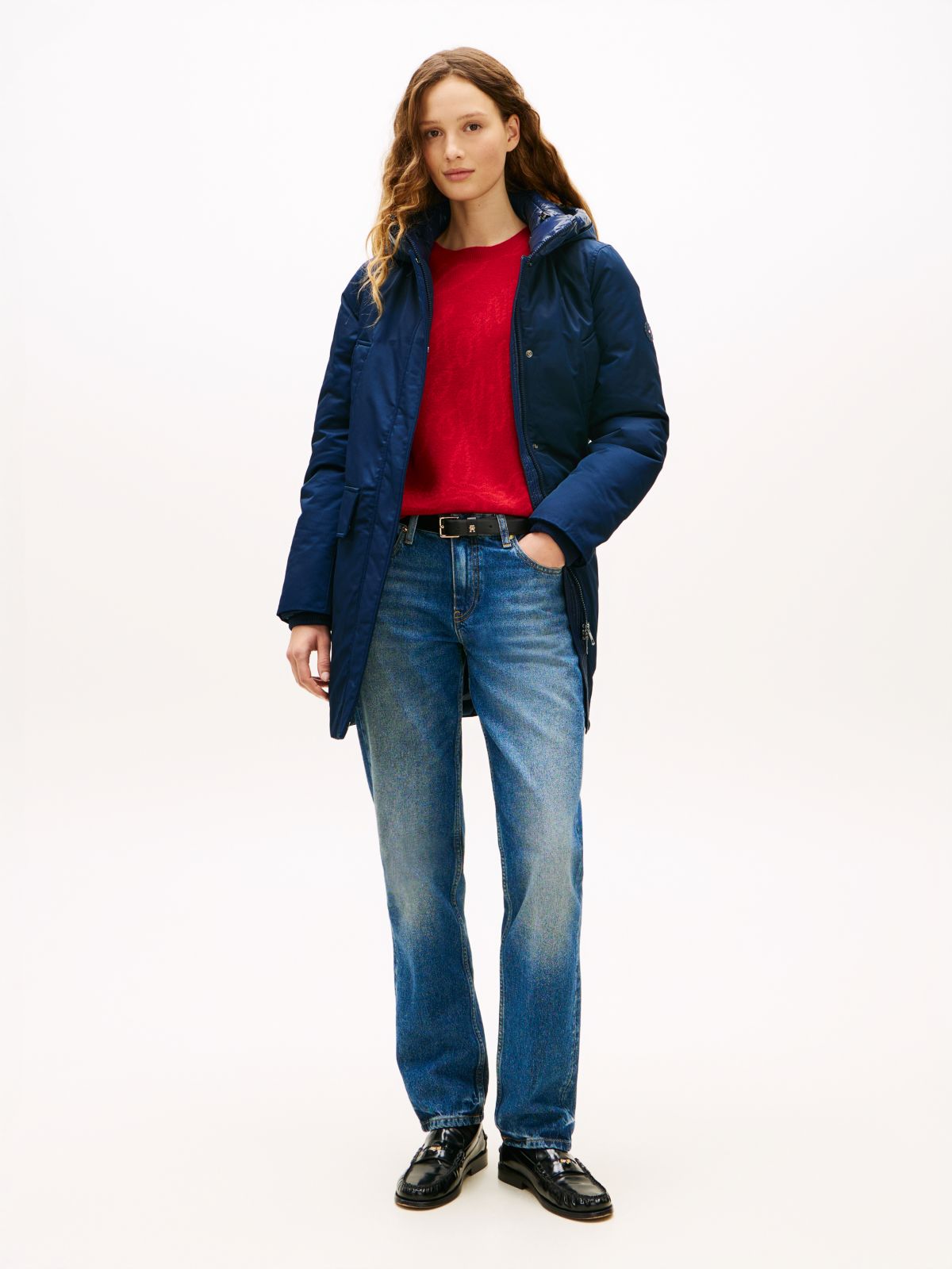 Contrast Hood Padded Parka — Blue