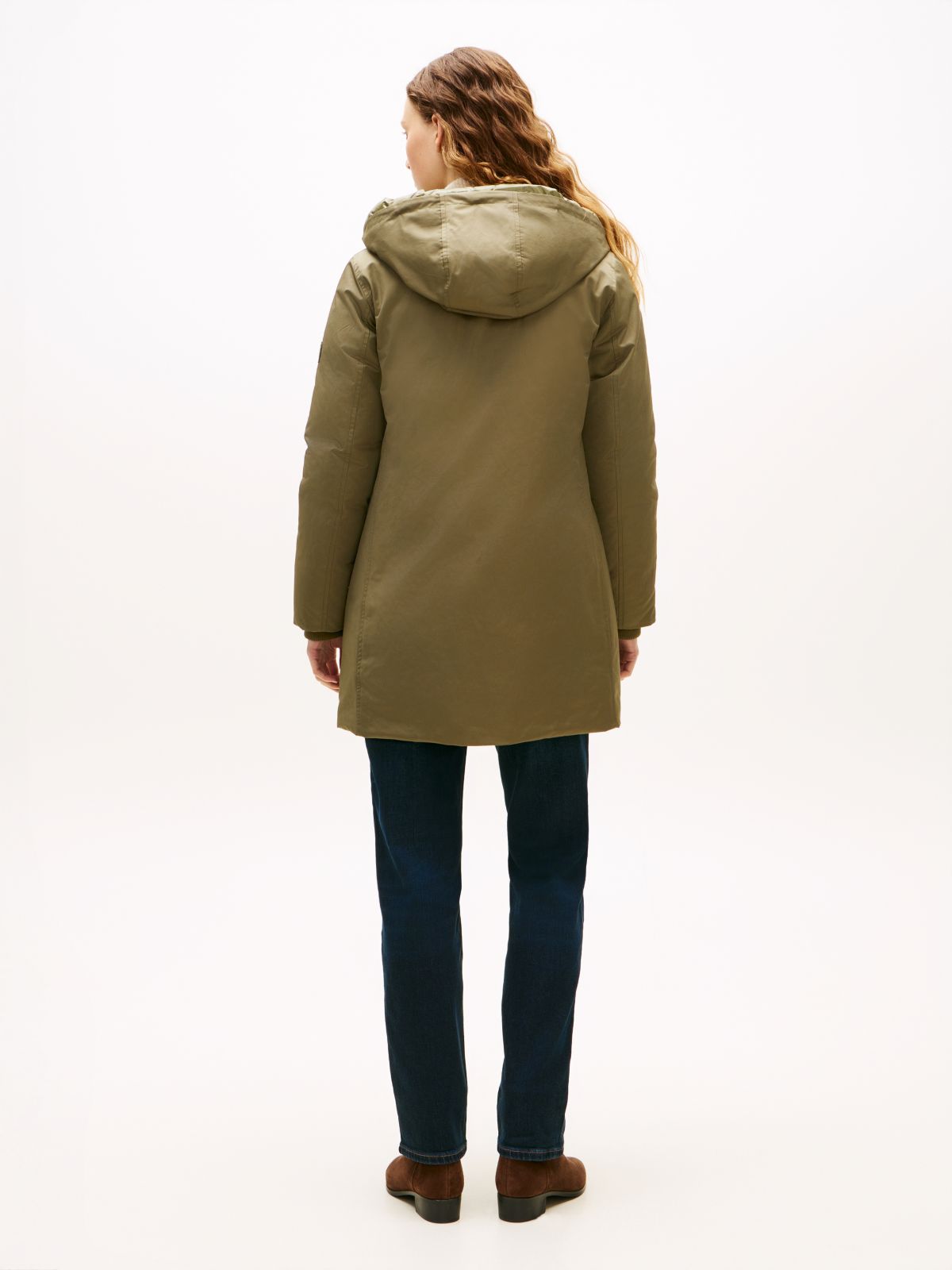 Contrast Hood Padded Parka — Green