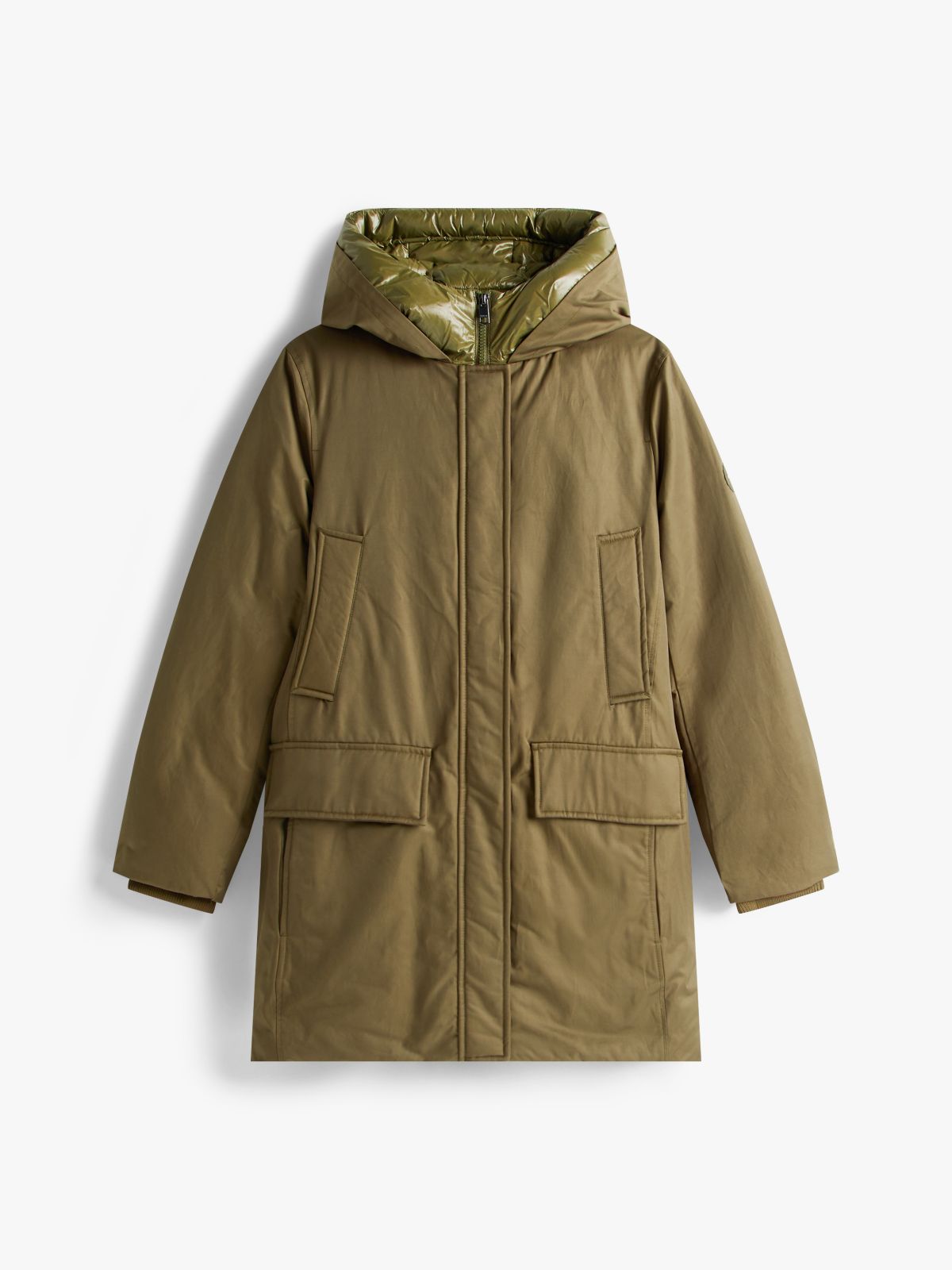 Contrast Hood Padded Parka — Green