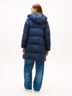 Water Repellent Down Hooded Coat — Blue 4