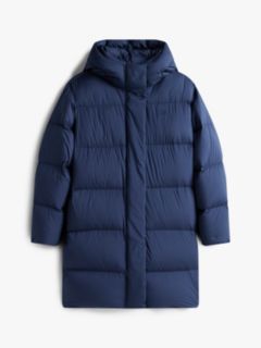 Water Repellent Down Hooded Coat — Blue 5