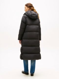 Down Hooded Longline Puffer Coat — Black 4