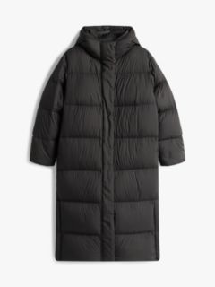 Down Hooded Longline Puffer Coat — Black 5