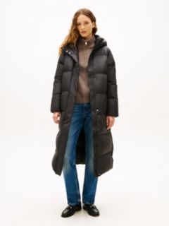 Down Hooded Longline Puffer Coat — Black 1