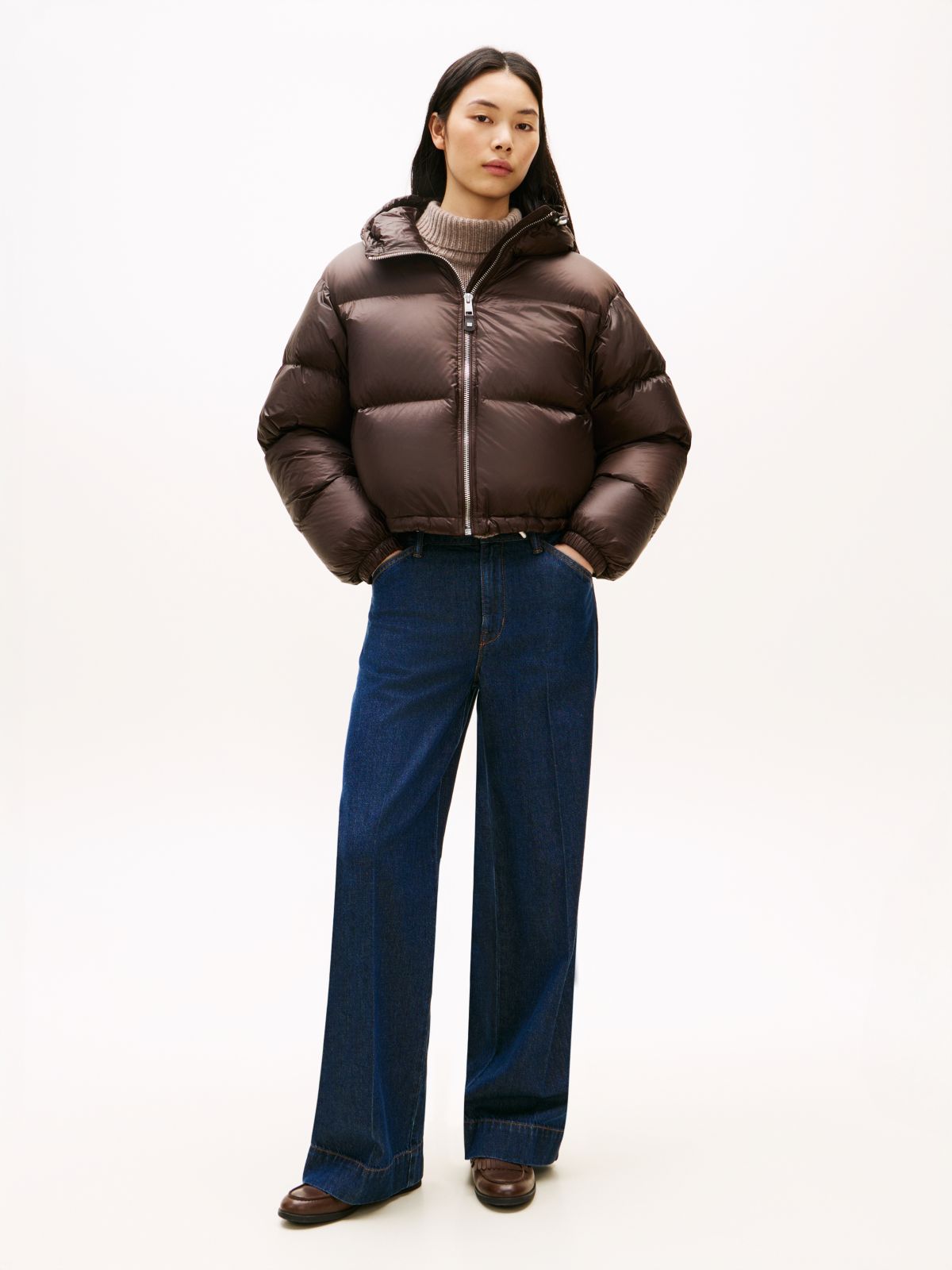 Ultra Lightweight Down Ripstop Puffer Jacket — Brown
