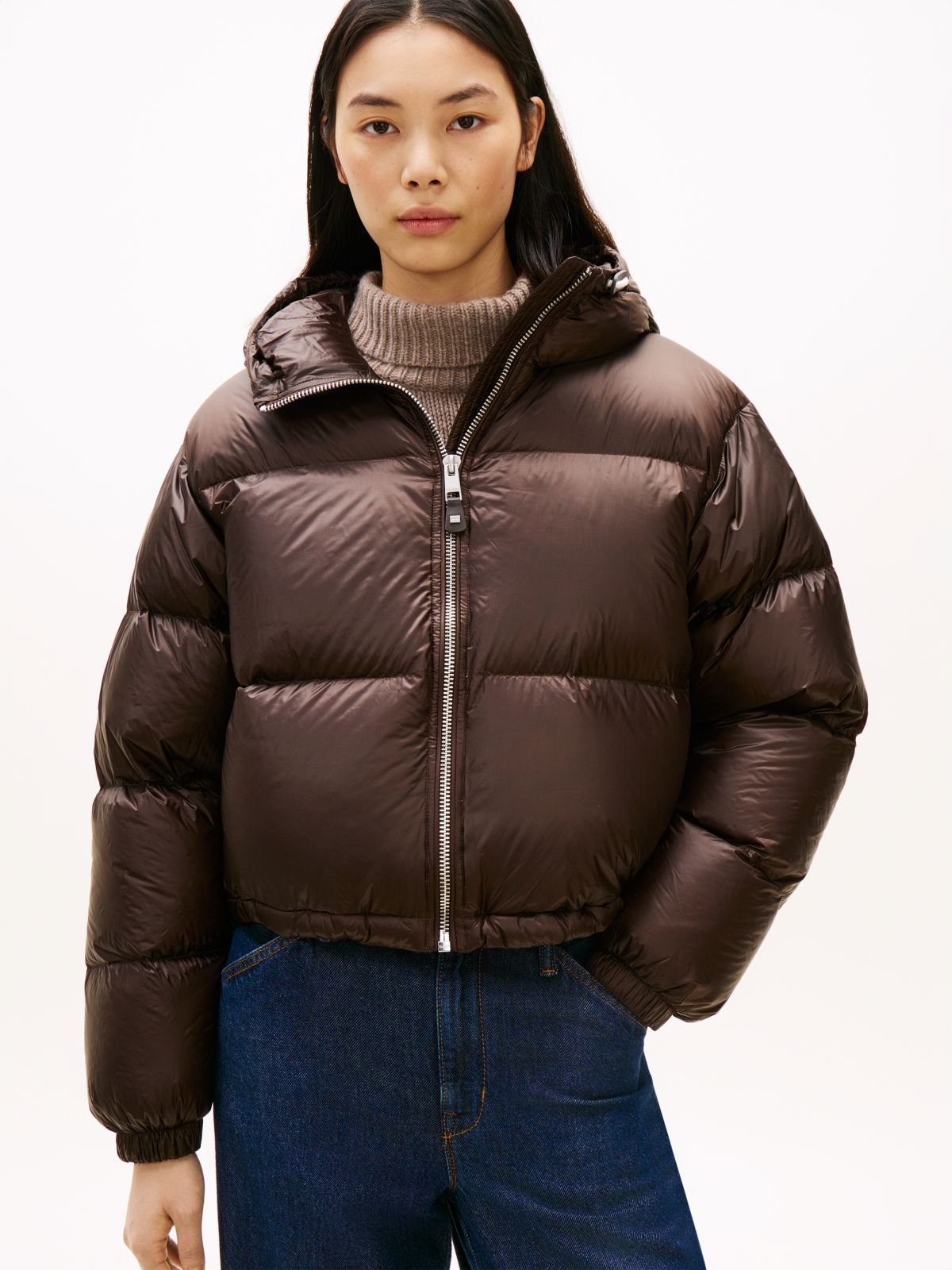 Ultra Lightweight Down Ripstop Puffer Jacket — Brown