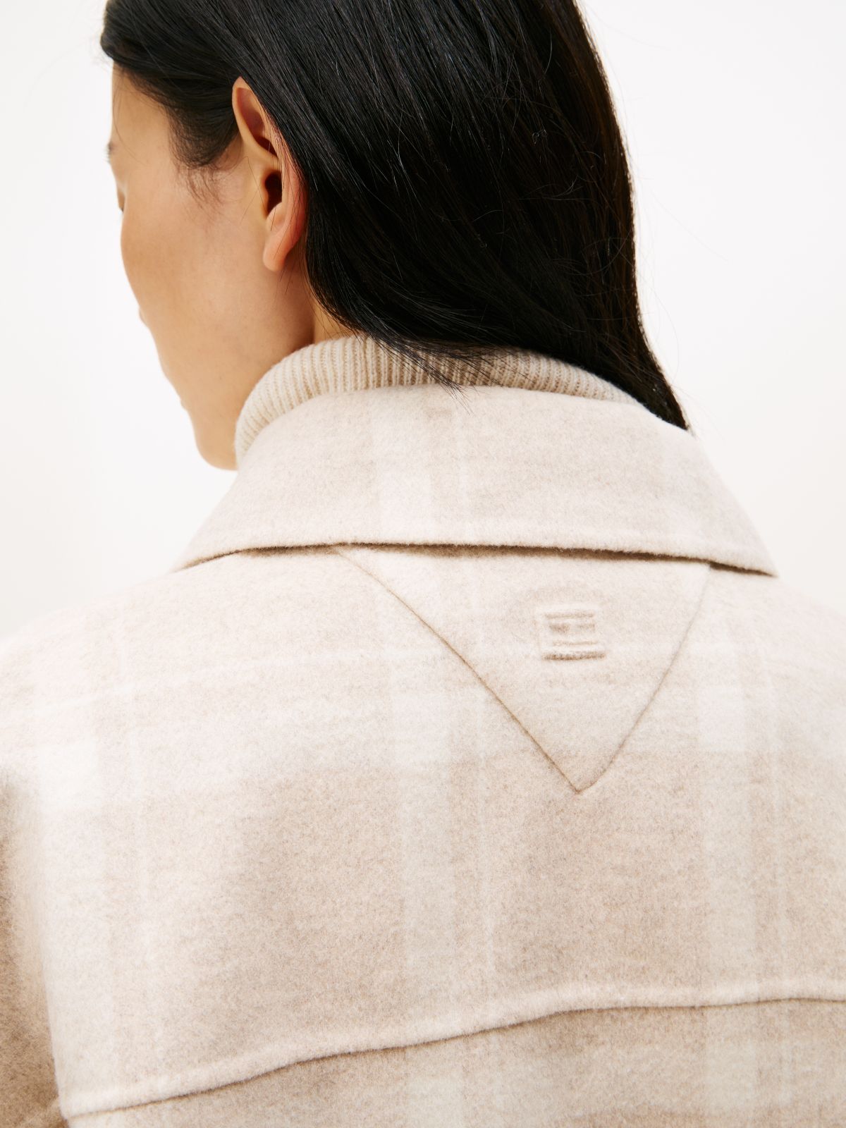 Wool Blend Pocket Regular Shacket — Beige