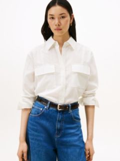 Relaxed Fit Crinkle Utility Shirt — White 1