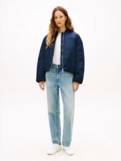 Padded Water Repellent Relaxed Bomber Jacket — Blue 3