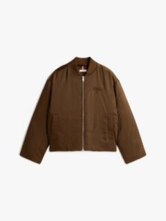 Padded Water Repellent Relaxed Bomber Jacket — Brown 5