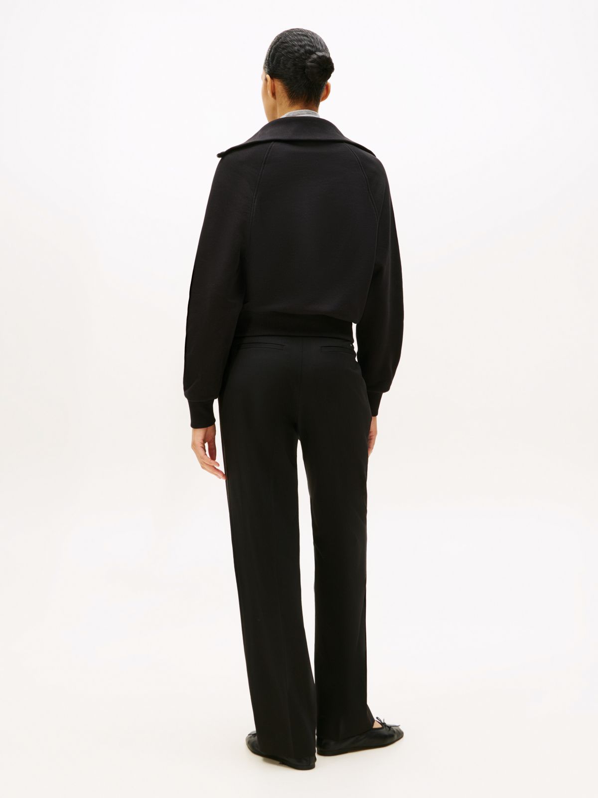 Interlock Knit Fleece Quarter-Zip Jumper — Black