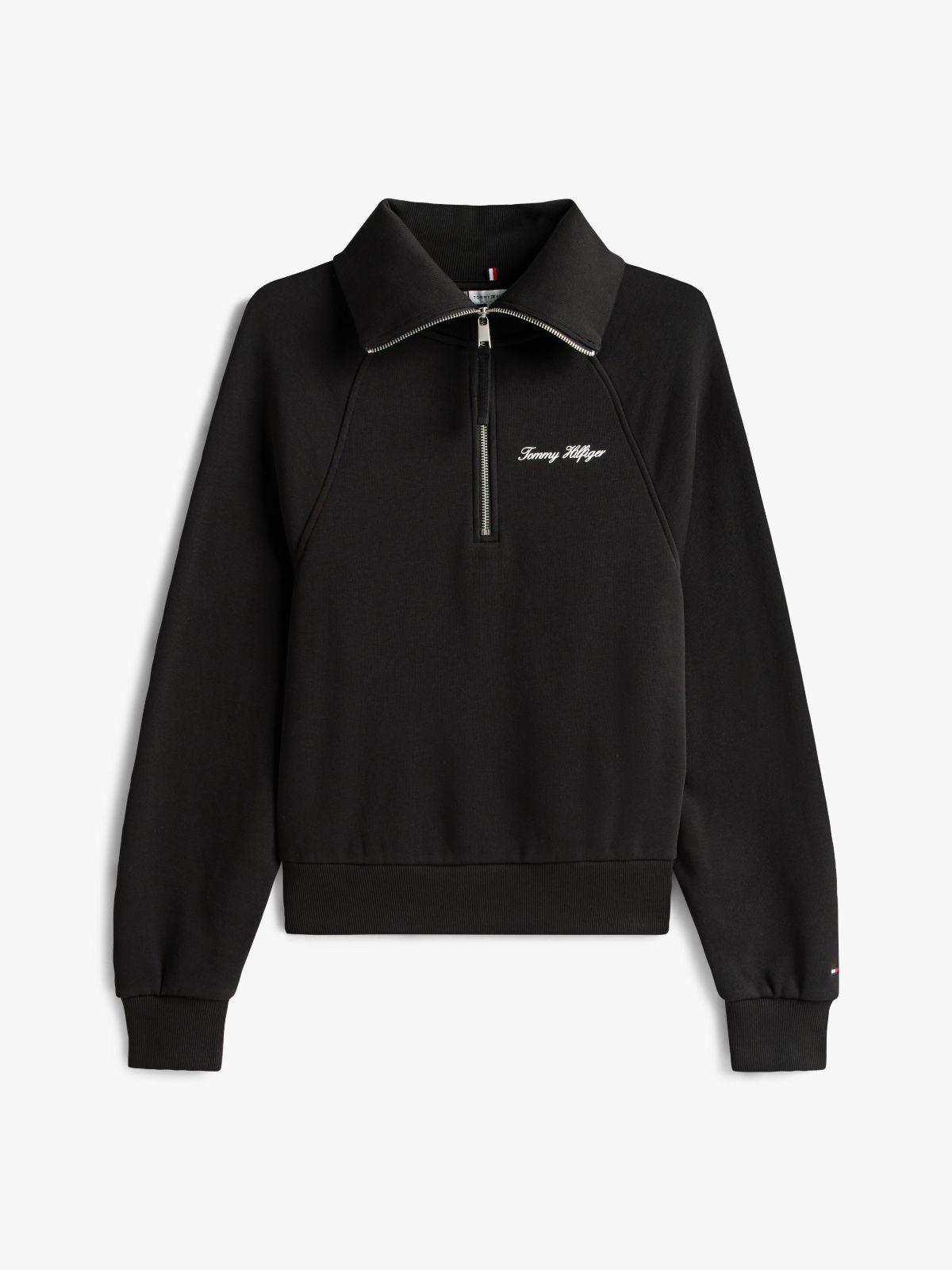 Interlock Knit Fleece Quarter-Zip Jumper — Black