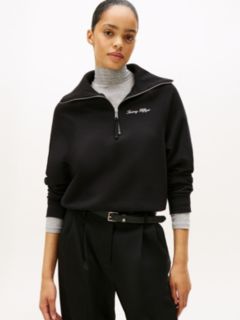 Interlock Knit Fleece Quarter-Zip Jumper — Black 1