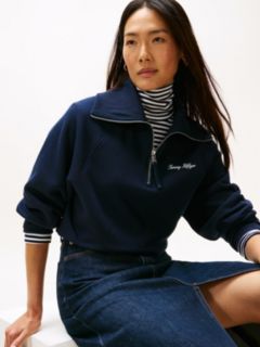 Interlock Knit Fleece Quarter-Zip Jumper — Blue 2